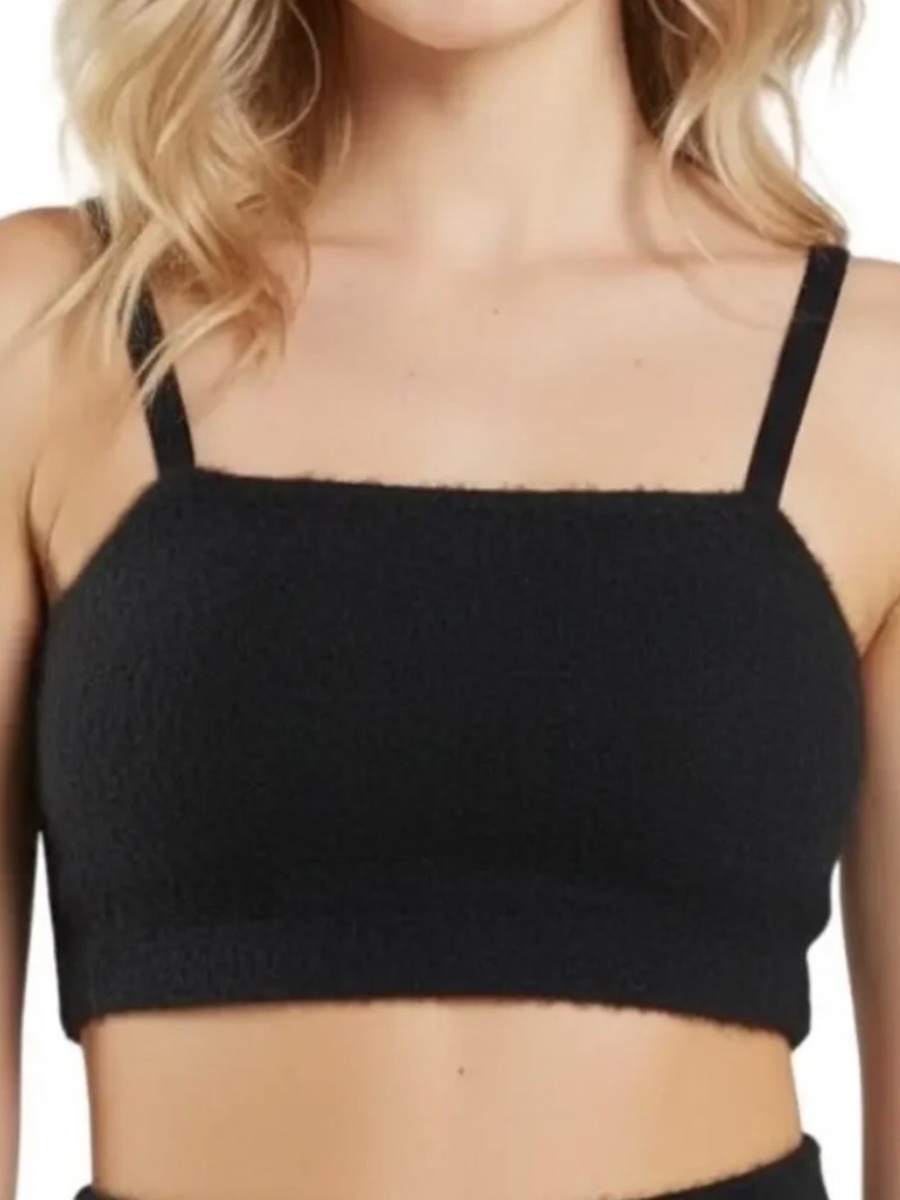 Gym Shark Whitney Eyelash Knit Bandeau in Black Size Medium